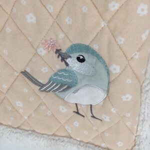 LIVING TEXTILES AUSTRALIA Baby Blanket Peach / White Flowers & Sweet Blue Bird